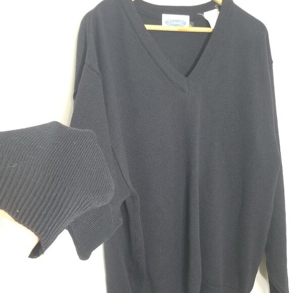 Cobmex Vintage Dark Blue Black Knitted Long Sleeve V-Neck Overside Sweater XL - Picture 4 of 7